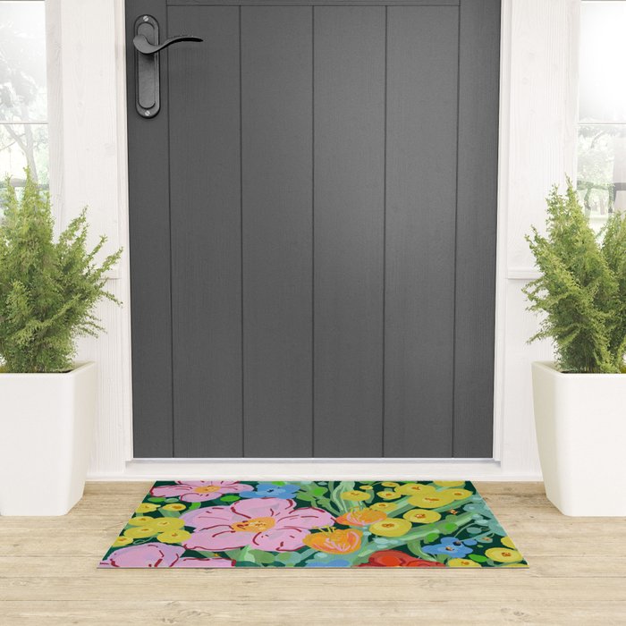 Vibrant Floral Terrarium Illustration Welcome Mat Gallery Image 3