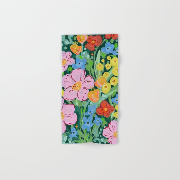 Vibrant Floral Terrarium Illustration Bath Towel Gallery Image 1