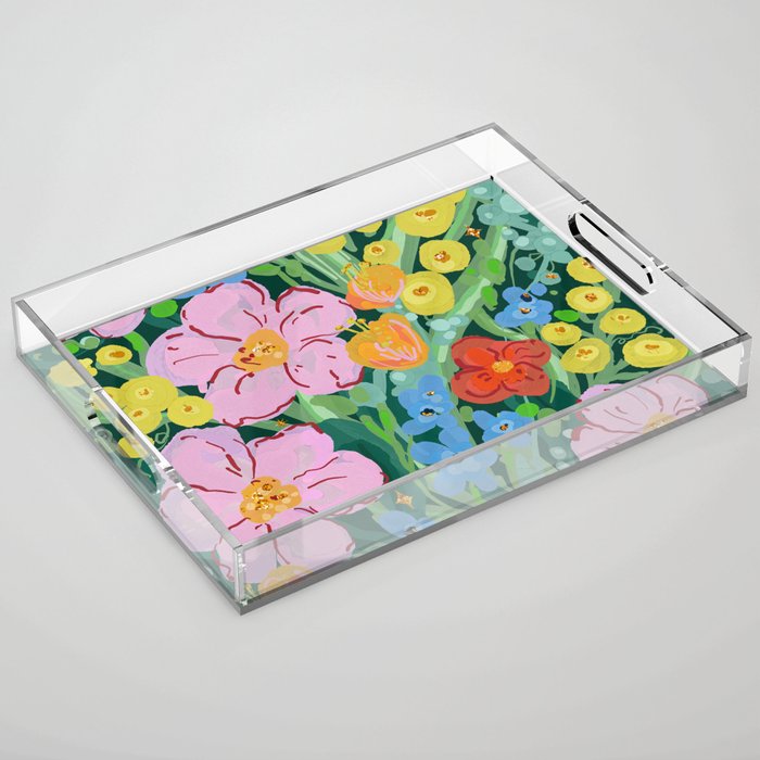 Vibrant Floral Terrarium Illustration Acrylic Tray Gallery Image 1