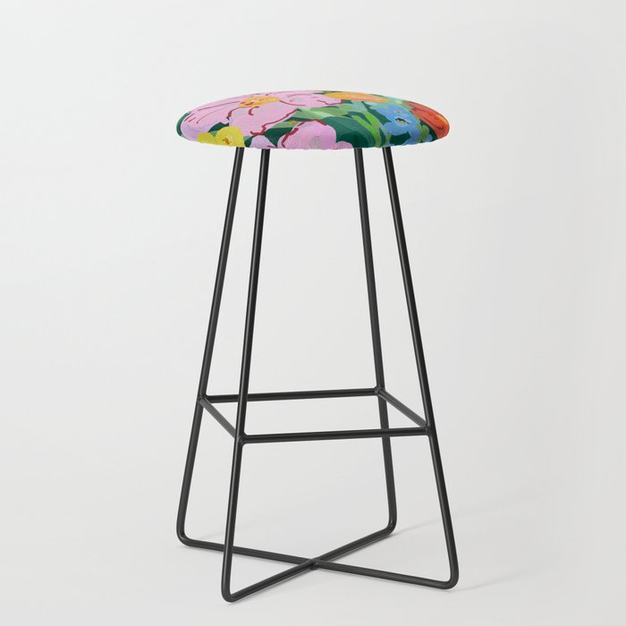 Vibrant Floral Terrarium Illustration Stool Gallery Image 1