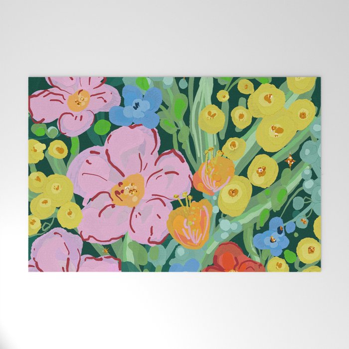 Vibrant Floral Terrarium Illustration Welcome Mat Gallery Image 1