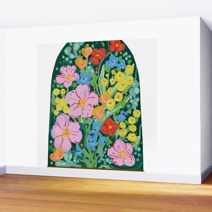 Vibrant Floral Terrarium Illustration Wall Mural Gallery Image 2