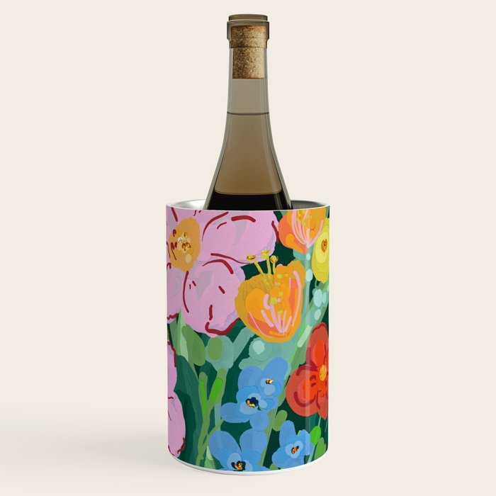 Vibrant Floral Terrarium Illustration Wine Chiller Gallery Image 1