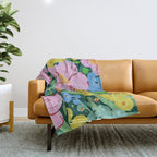 Vibrant Floral Terrarium Illustration Throw Blanket Gallery Image 1