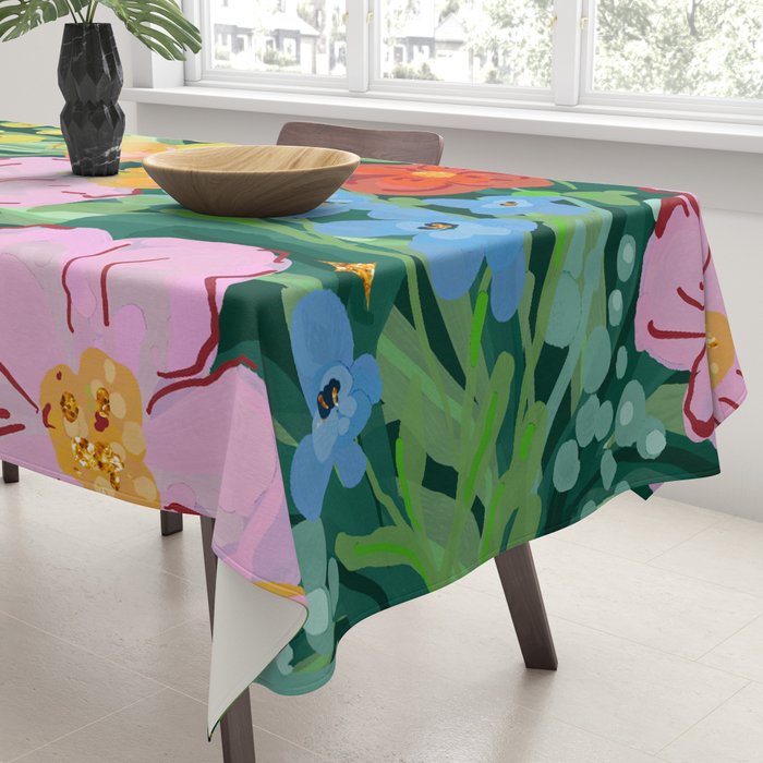 Vibrant Floral Terrarium Illustration Tablecloth Gallery Image 3