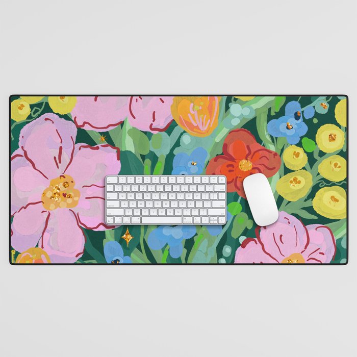 Vibrant Floral Terrarium Illustration Desk Mat Gallery Image 1