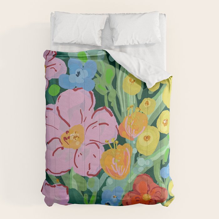Vibrant Floral Terrarium Illustration Comforter Gallery Image 6