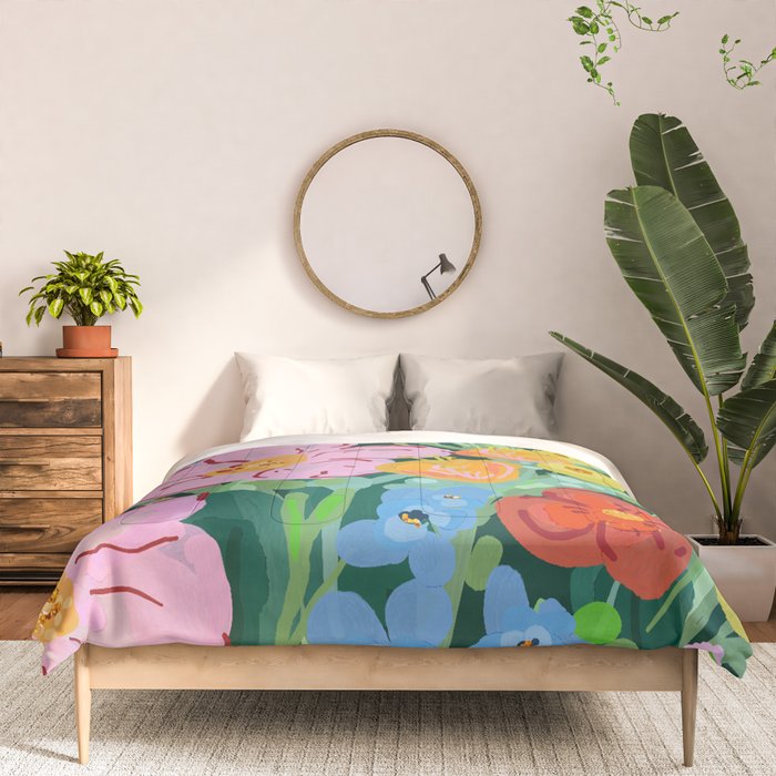 Vibrant Floral Terrarium Illustration Comforter Gallery Image 3