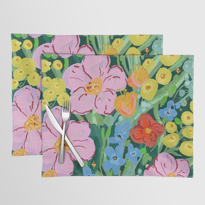 Vibrant Floral Terrarium Illustration Placemat Gallery Image 1