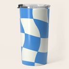 Ocean Blue Wavy Checkerboard  Travel Mug Gallery Image 3