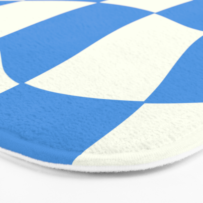 Ocean Blue Wavy Checkerboard  Bath Mat Gallery Image 3
