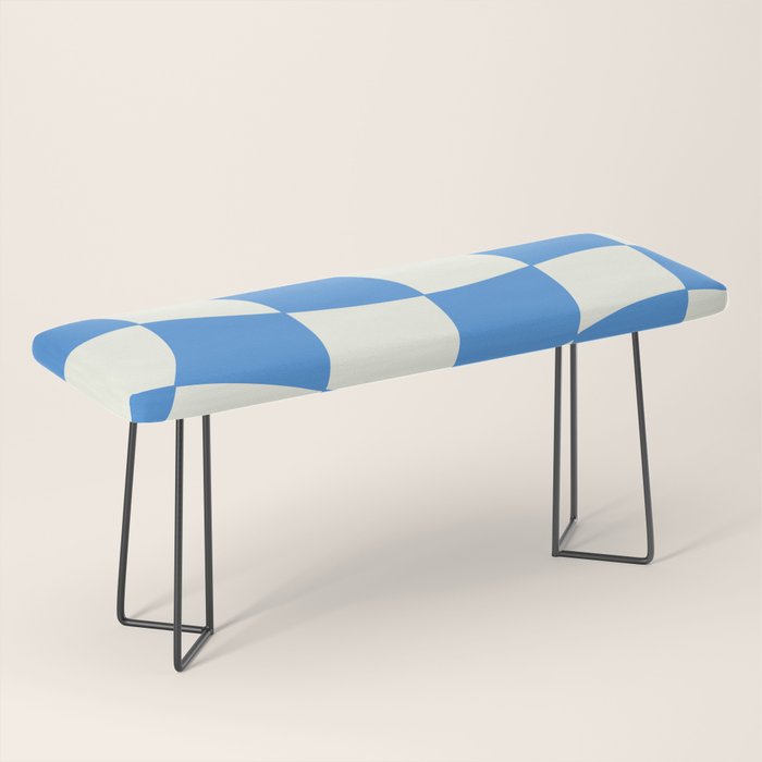 Ocean Blue Wavy Checkerboard  Bench Gallery Image 1