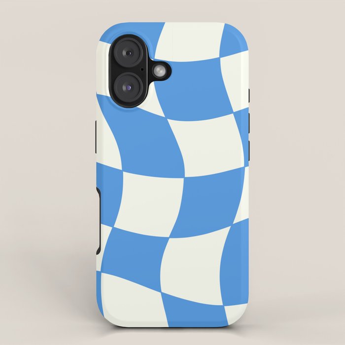 Ocean Blue Wavy Checkerboard  iPhone Case Gallery Image 1
