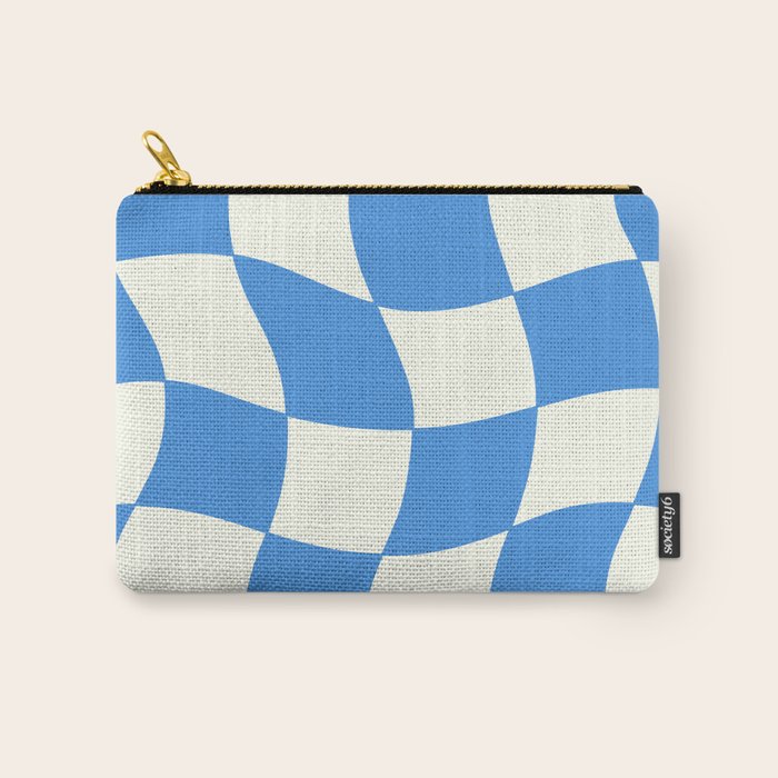 Ocean Blue Wavy Checkerboard  Carry All Pouch Gallery Image 1