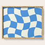 Ocean Blue Wavy Checkerboard  Serving Tray Gallery Image 1