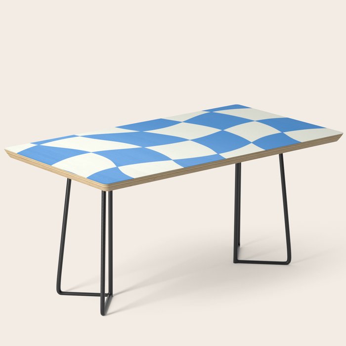 Ocean Blue Wavy Checkerboard  Coffee Table Gallery Image 1