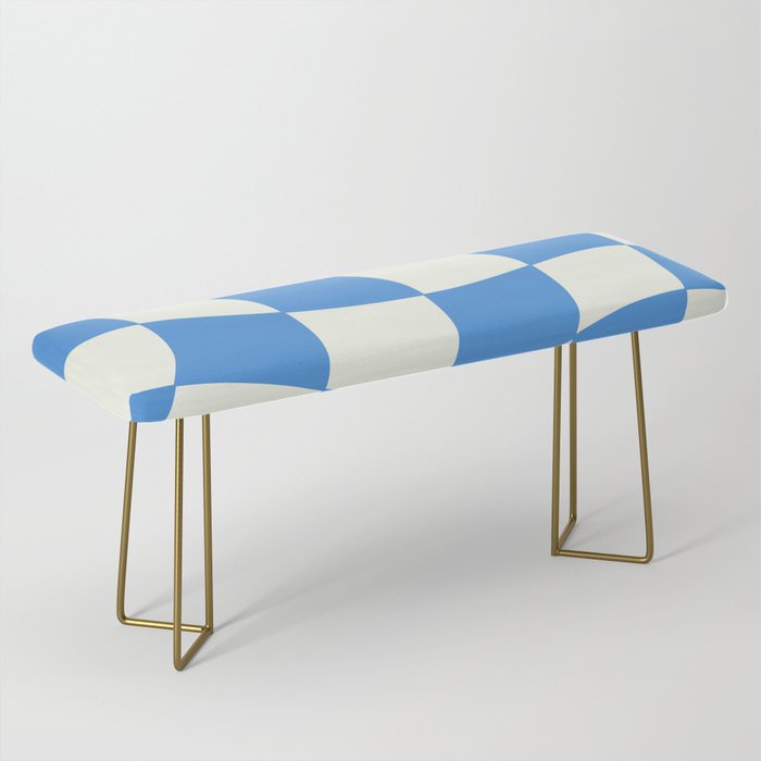 Ocean Blue Wavy Checkerboard  Bench Gallery Image 2
