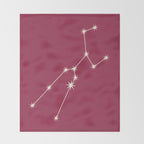 Taurus Zodiac Star Constellation Line Art Pink Throw Blanket Gallery Image 2