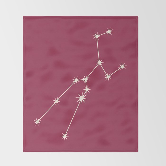 Taurus Zodiac Star Constellation Line Art Pink Throw Blanket Gallery Image 2
