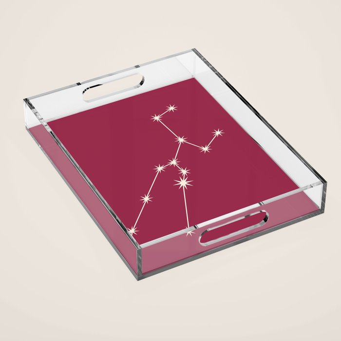 Taurus Zodiac Star Constellation Line Art Pink Acrylic Tray Gallery Image 1