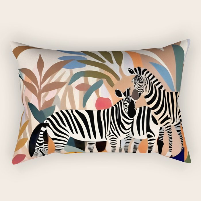 Three Zebras Rectangular Pillow Gallery Image 2