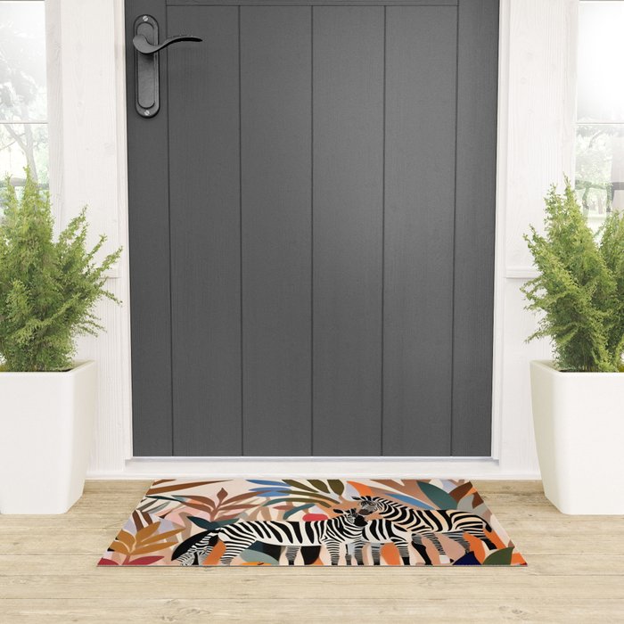 Three Zebras Welcome Mat Gallery Image 3
