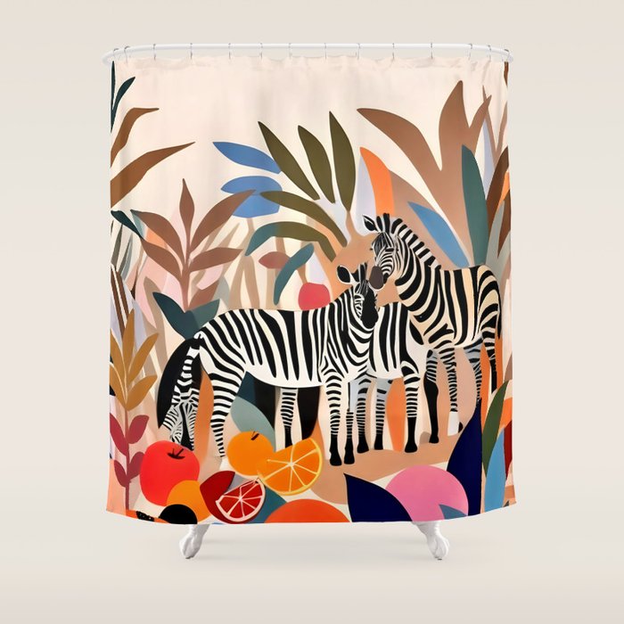 Three Zebras Shower Curtain Gallery Image 1