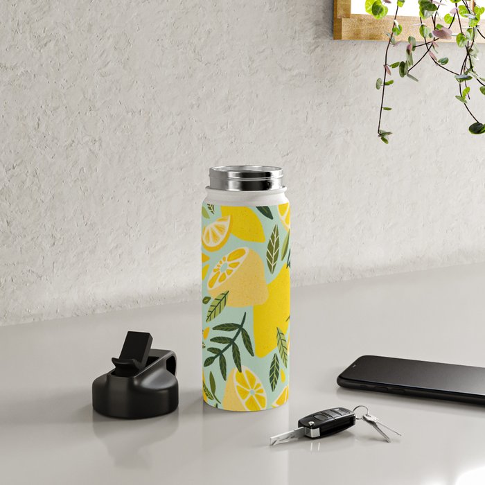 Lemon Blooms - Mint Water Bottle Gallery Image 4