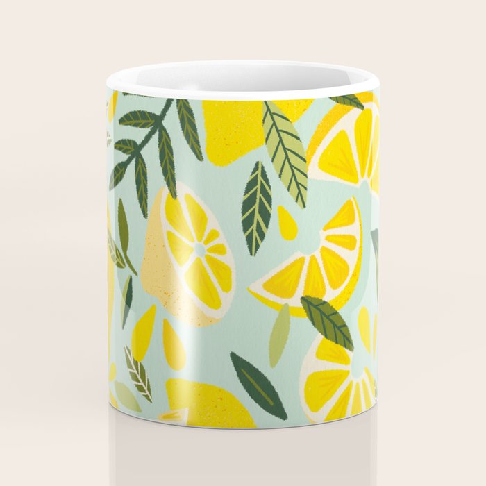 Lemon Blooms - Mint Coffee Mug Gallery Image 4