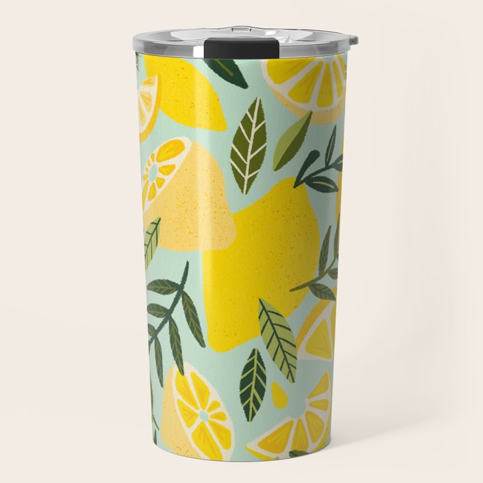Lemon Blooms - Mint Travel Mug Gallery Image 1