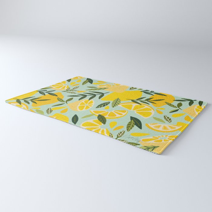 Lemon Blooms - Mint Rug Gallery Image 3