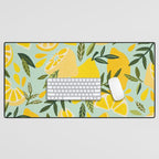 Lemon Blooms - Mint Desk Mat Gallery Image 1