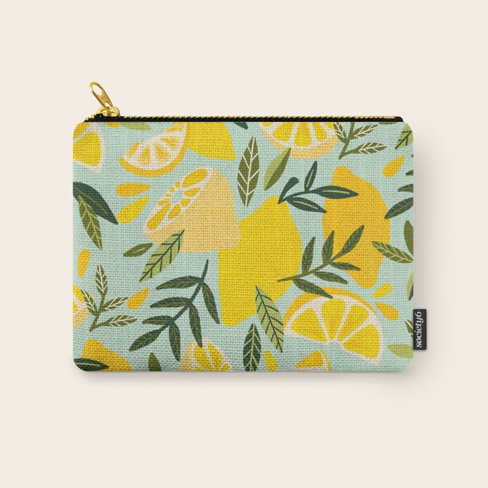 Lemon Blooms - Mint Carry All Pouch Gallery Image 1