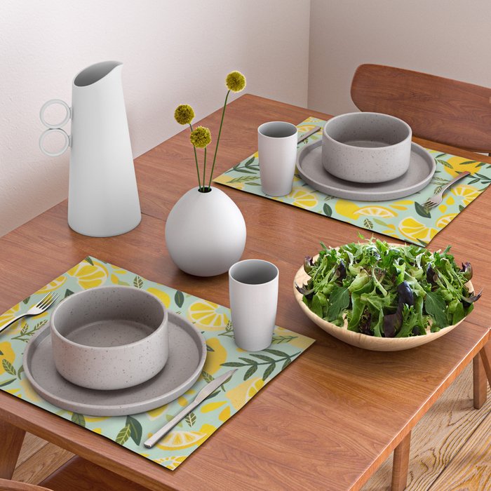 Lemon Blooms - Mint Placemat Gallery Image 2