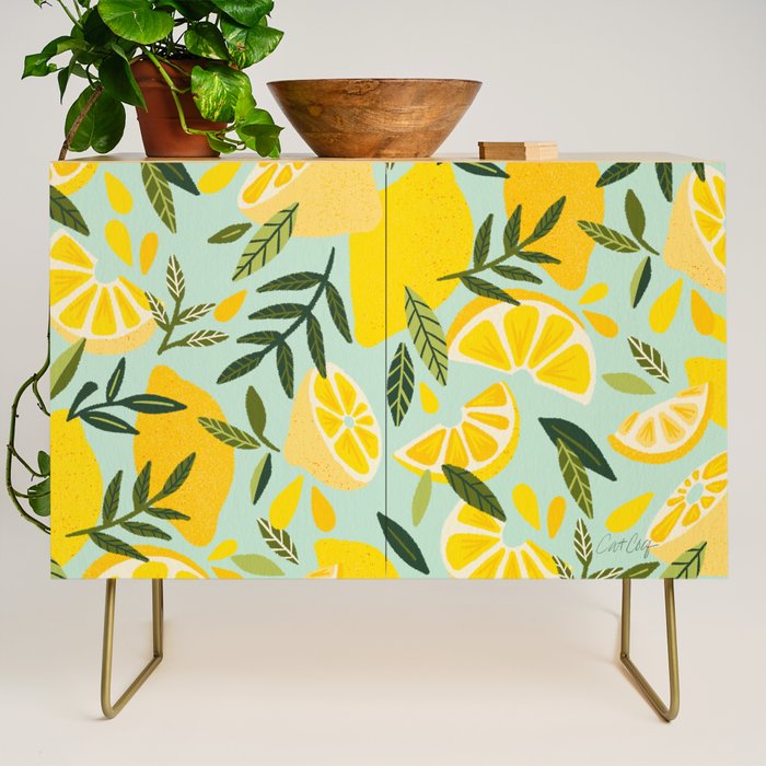 Lemon Blooms - Mint Credenza Gallery Image 1