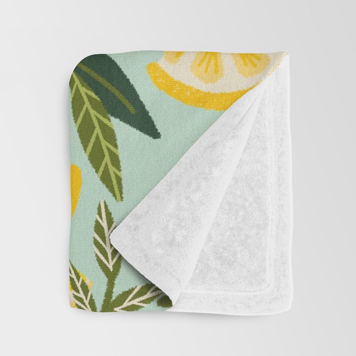 Lemon Blooms - Mint Throw Blanket Gallery Image 3