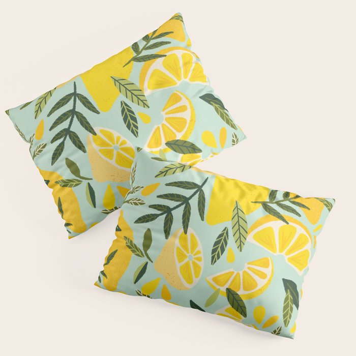 Lemon Blooms - Mint Pillow Sham Gallery Image 3