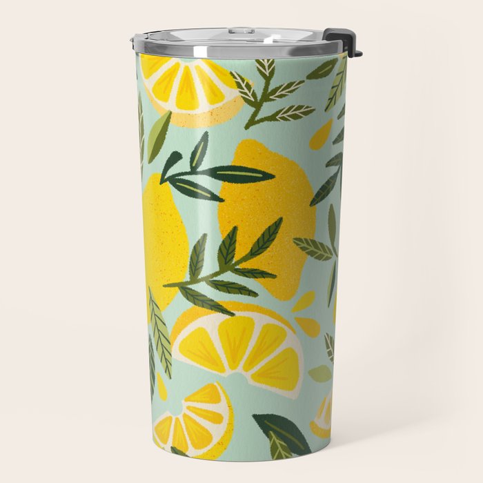 Lemon Blooms - Mint Travel Mug Gallery Image 2
