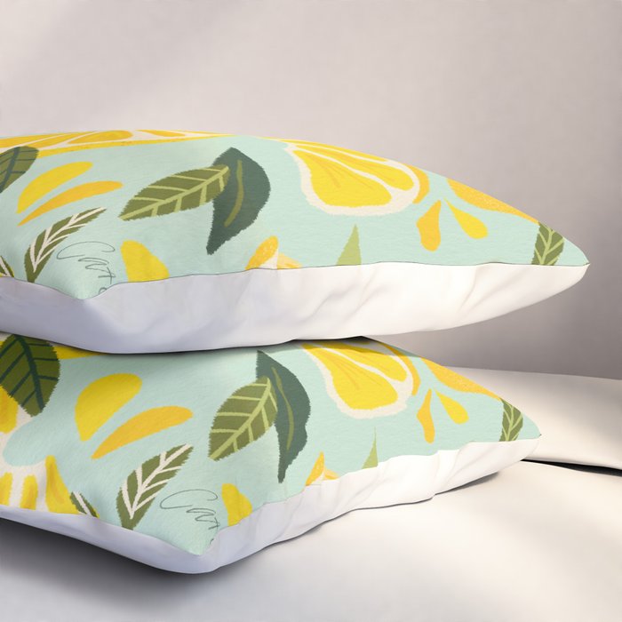 Lemon Blooms - Mint Pillow Sham Gallery Image 3