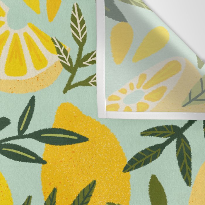 Lemon Blooms - Mint Wall Tapestry Gallery Image 3