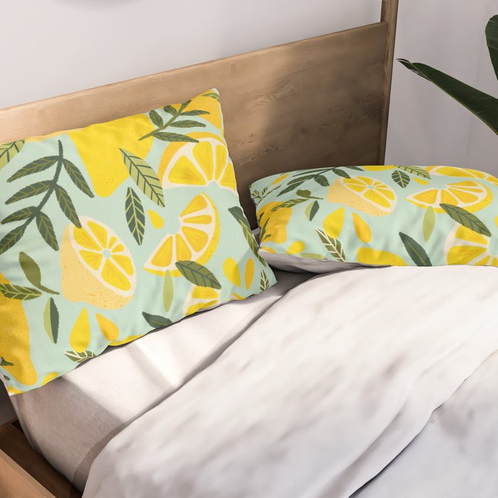 Lemon Blooms - Mint Pillow Sham Gallery Image 2