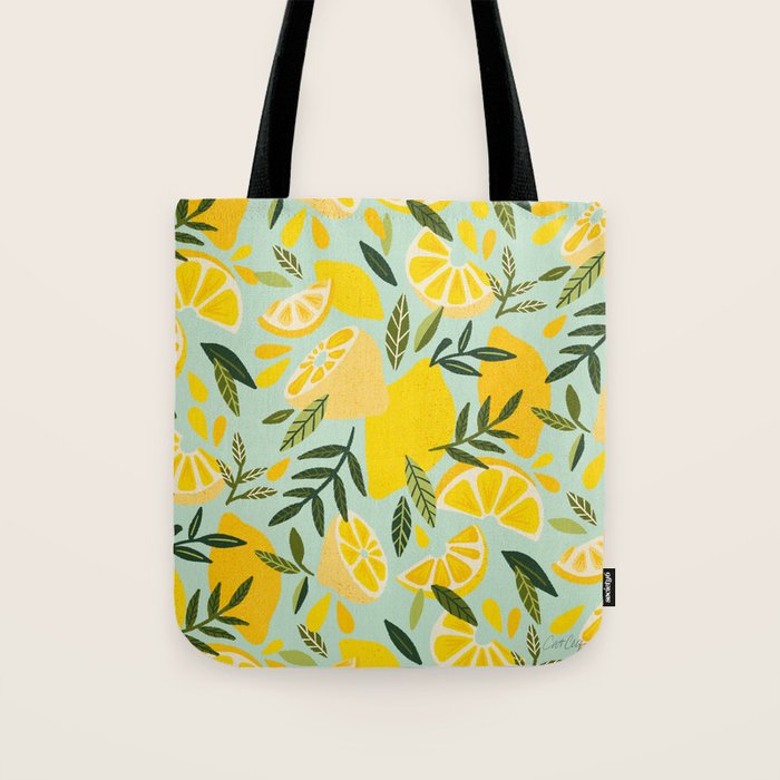 Lemon Blooms - Mint Tote Bag Gallery Image 1