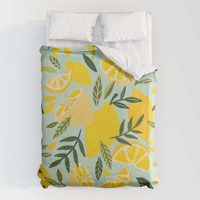 Lemon Blooms - Mint Duvet Cover Gallery Image 6
