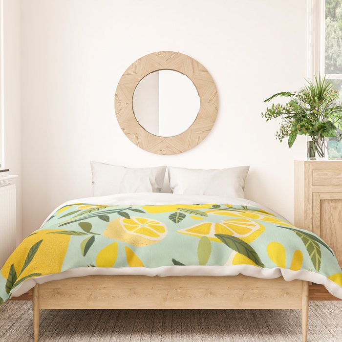 Lemon Blooms - Mint Duvet Cover Gallery Image 3