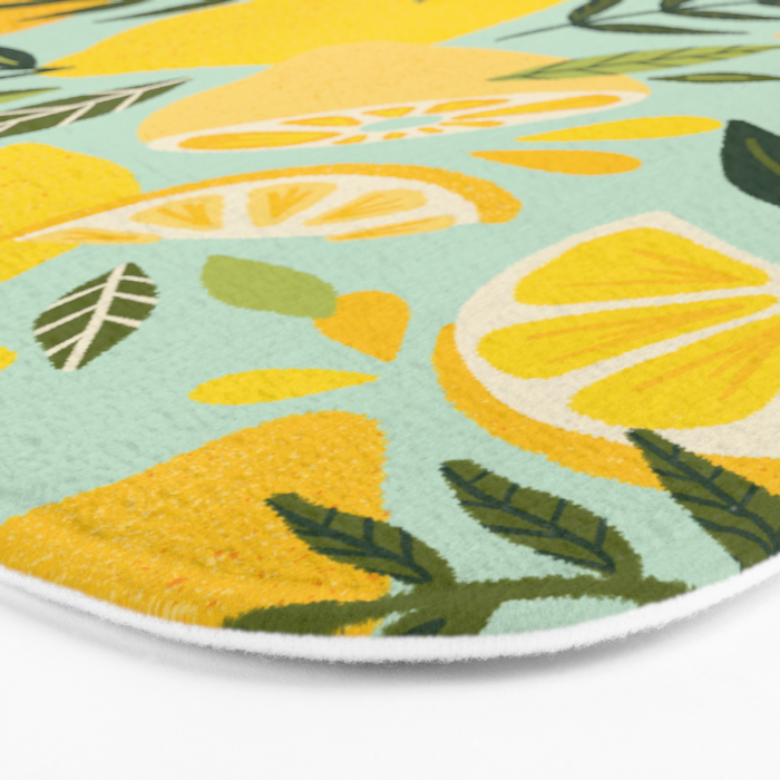 Lemon Blooms - Mint Bath Mat Gallery Image 3