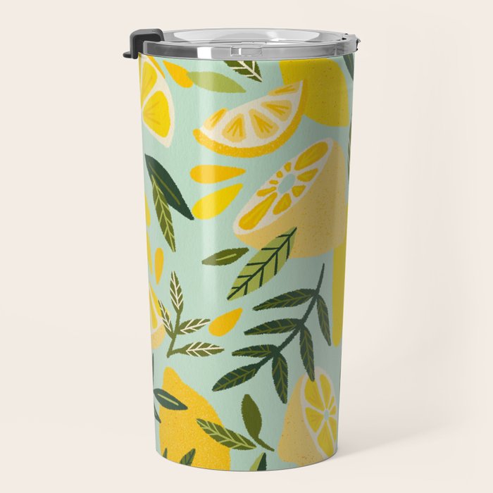 Lemon Blooms - Mint Travel Mug Gallery Image 3