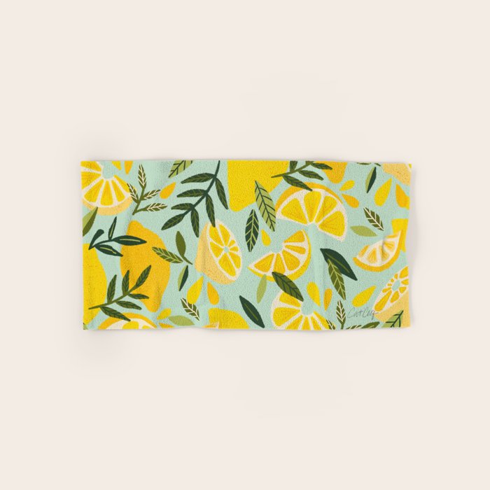 Lemon Blooms - Mint Bath Towel Gallery Image 1