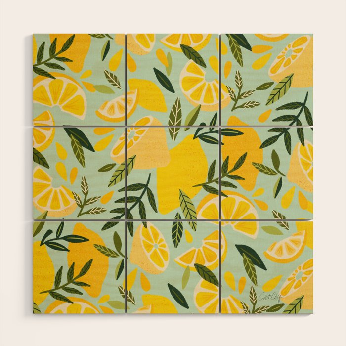 Lemon Blooms - Mint Wood Wall Art Gallery Image 1