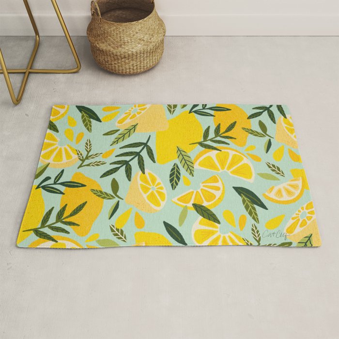 Lemon Blooms - Mint Rug Gallery Image 1