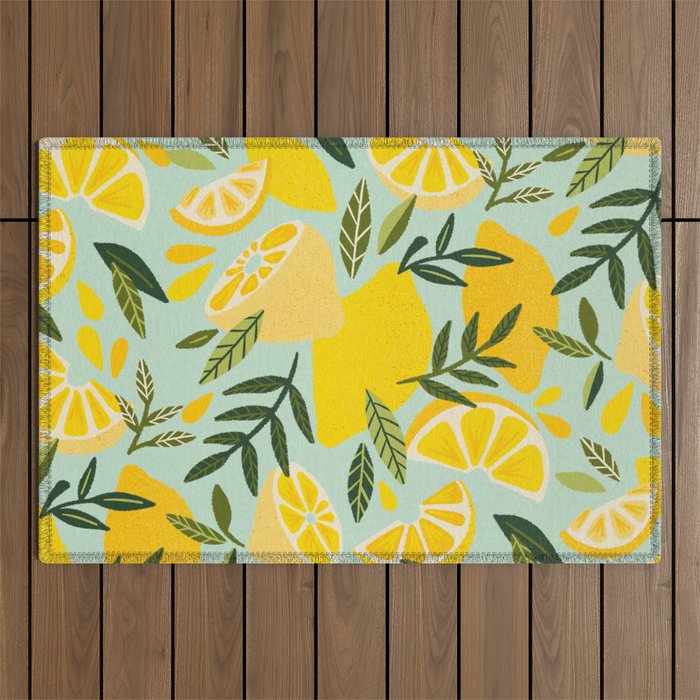 Lemon Blooms - Mint Outdoor Rug Gallery Image 1